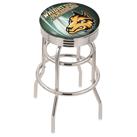 Holland Bar Stool Co 25" Chrome 2-Ring Wright State Swivel Bar Stool, Accent Ring L7C3C25WrtStU-D2